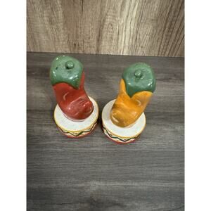 Clay Art Chili Peppers Salt & Pepper Shakers, Red & Yellow Taco Tuesday Mexican